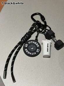 Design Contrasting Color Sports Style Barbell & Dumbbell Pendant, Fitness Accessory Fitness-Inspired Keychains Lanyard, Fitness Barbell & Dumbbell Keychains Charms, Gym Barbell Dumbbell Board Bottle Pendant, Backpack Charm, Exercise Workout Keychain, - 彩色 - 查看 8