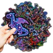 1pc/25pcs Neon Glow In The Dark Dinosaur Stickers - Self-Adhesive Reusable No Residue, No Power Needed, Multicolor Luminous Flashing Effect, Asymmetrical Shapes And Glossy Finish, Suitable For DIY Crafts, Scrapbooking, Laptops, Water Bottles, Fridges, Guitars, Etc. - Cute Cartoon Dinosaur Decorative Stickers, Suitable For Teens, Fridge Decor, Scrapbooking Supplies, Fun Design, Durable Vinyl, High-Quality Printing, Glows In The Dark, For Various Projects