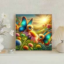 1 pieza Pintura de diamantes con mariposa de dibujos animados DIY, bordado de strass, decoración de pared para dormitorio, sala de estar, decoraciones de Navidad y Halloween