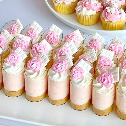 10/20/40/50 件迷你甜点杯，带小斜口透明塑料杯，适用于布丁、慕斯、果冻、派对，适合迷你冰淇淋蛋糕、甜点装饰、生日派对、婚礼派对等活动