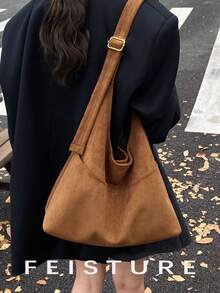 1pc Suede Underarm Bag Women's One Shoulder Messenger Bag (With Small Bag), Suitable For Girls, Ladies, College Students, Young Professionals, Great For Work, Business, Commuting, School - Brown - View 10
