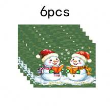 1pc/4pcs/6pcs/100pcs Christmas Reading Snowman Pattern Tableware, Heat-Insulating Tableware, Machine-Washable Polyester Tableware, Protective Tableware, Central Decoration, Daily Family Living Room Decoration, Suitable For Group Gathering Decoration - Multicolor - View 13