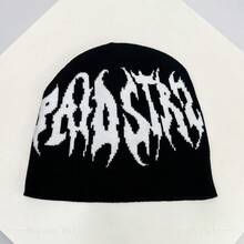 1顶秋冬季个性化美式火焰字母针织帽，保暖设计，男女通用嘻哈街头风防寒帽，冬季服装 - 彩色 - 查看 11