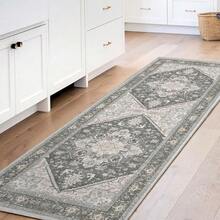 Soft Neutral Area Rugs 5x7, Washable Rug With Non Slip Backing, 5 X 7 Faux Cashmere Low-Pile Carpet, Cream White & Blue & Light Brown,  2025 Design - Greenish Grey - View 19