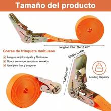 Correas de Carraca Retrctile Juego 4 2.5CM*5M Carga Mx 800KG, Correas de Amarre Remolque, Sujetadore Trinquete con Matraca Resistente a la Rotura para Coche Caravana Moto Bicicleta Camin - naranja - Ver 3