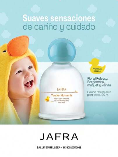  Colonia para bebés, JAFRA Tender Moments, aroma fresco - dulce, 100 ml
