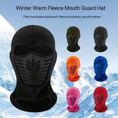 Winter Cycling Balaclava With Integrated Visor - Windproof, Thermal Face Mask For Motorcycles And Skiing, Available In Black, White, Orange, Blue, Pink, Red - Polyester Knit Neck Warmer For Cold Weather, Ski Mask