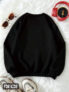 Mädchen-Sweatshirt aus Baumwolle mit überschnittenen Schultern, dicker Stoff, warm und verdickt, Rundhals-Sweatshirt für Herbst und Winter, lockeres, lässiges Sweatshirt, lange Ärmel, geeignet für Kleidung bei kaltem Wetter