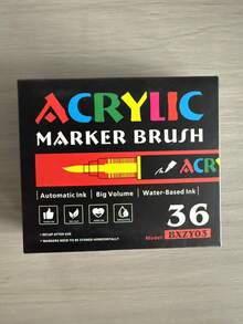 168/120/80/60色丙烯马克笔，软头彩色笔，学生美术用品，学生艺术专业绘画，岩石画，木材，石头，玻璃，陶瓷，纺织品绘画，DIY工艺品，返校季，圣诞礼物，12/24/36/48支装 - 彩色 - 查看 11