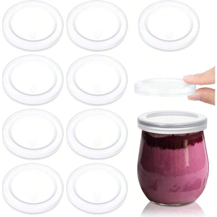 10 Pcs Yogurt Jar Lids Set 2.64 Inch Plastic Food Storage Lids Covers Compatible With Oui Yogurt Jars Coffee Cookie Supplies 10 Pcs, 2.64 Inch - 清除 - 查看 1