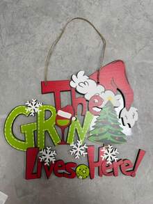 Classic Wooden Christmas Hanging Decor With Snowflake, Tree And Hat - Suitable For Porch, Wall, Window, Door Decoration | Indoor/Outdoor Holiday Party Accessory - Multicolor - View 9