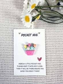 5pcs Tulip Bouquet Pocket Hugs With Inspirational Cards,Elegant Flower Design -Suitable For Birthdays, Weddings,Parties, Anniversary Day - Cute Floral Design WithEncouraging Greeting Cards