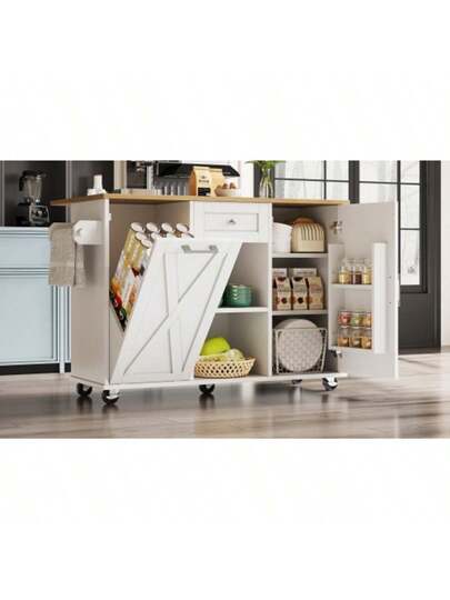 Moderne Kitchen Isl Cabinet Trash Cans, Buffet Cabinet, Multifunctional Dining Tafel Storage Space, Cart Snack Shelves Stretch Function Cabinets, Wit view 3
