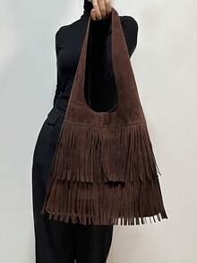 JIANSHANGGUSHI Women's Large Capacity Fashion Shoulder Bag, Suitable For Daily Commute - Coffee Brown - View 1
