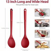 315℃ Heat Resistant Solid Spoon UTaste Long And Large Silicone Kitchen Cooking Spoon  NonScratch Rubber Utensil For Mixing Stirring Serving Scraping In NonStick Cookware Red