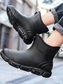 Fesd Ts 德式时尚男士短款雨靴，情侣成人防水防滑耐用橡胶鞋，适合厨房工作、户外洗车、露营、钓鱼、海滩、运动、家务，四季皆宜