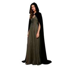 Women's Full Length Witch Cloak Character Velvet Cape Fancy Cosplay Costume{"Color_name":"Black"} - Black - 查看 1