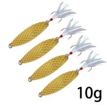 2/4pcs Fish-Scale Pattern Red Dot Metal Spinner Spoon Fishing Lure Silver/Gold Metal Bait Bass Bait Feather Hook