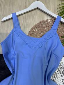 LISA Tank Top In Beautiful, Comfortable Crepe Fabric - Màu xanh nhạt - Xem 3