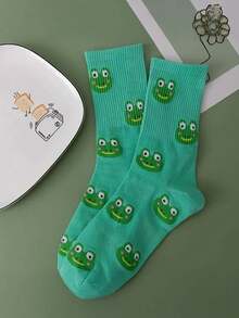 1 Đôi tất hình ếch vui nhộn thiết kế hình ếch hoạt hình đáng yêu, thoải mái và thoáng khí, giặt tay hoặc giặt khô, hoàn hảo để mặc thường ngày - Nhiều màu - Xem 4