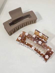 4 pezzi Fermagli per capelli da donna in stile retrò per autunno/inverno con fiori di margherita opachi, fermagli per capelli con fiori bianchi ditsy, fermagli per capelli con fiori trasparenti, set di fermagli rettangolari marroni/neri/opachi, con presa antiscivolo forte, adatti per capelli fini e spessi, fermagli per capelli in plastica di colore solido, accessori per capelli invernali