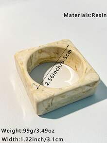 1pc New Tie-Dye Ivory Resin Bracelet With Asymmetric Geometric Shell And Pearl Accents, Adjustable Elegant Jewelry Suitable For Party, Holiday And Daily Wear