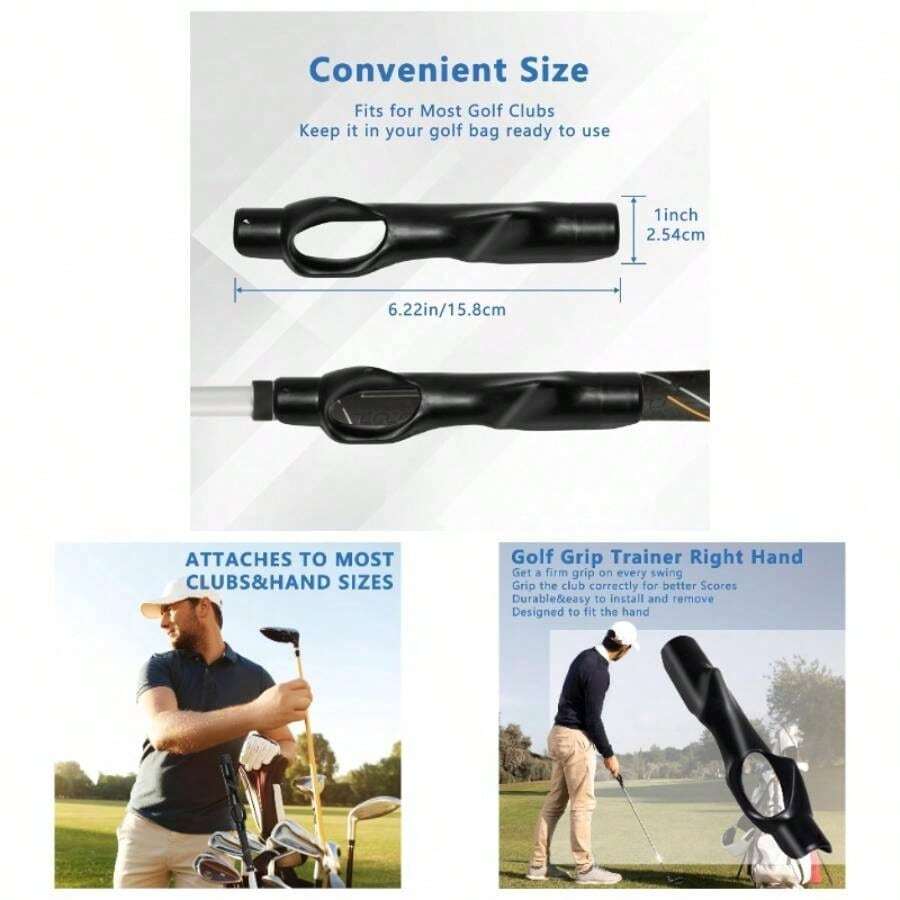 Grip Trainer, Club Grip Trainer Right Hand, Grip Swing Training Aid Golfer Proper Hand Position, Attaches To Most Handles - 黑色 - 查看 1