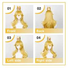 Aicos Princess Wig Set For Girls Blonde Curly Cosplay Wig With Crown, Earrings & Brooch – Halloween Dress-Up Accessories{"Size_name":"22in--Length"} - 22in--Chiều dài[Trẻ em] - Xem 3