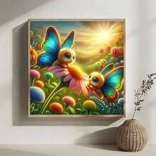 1 pieza Pintura de diamantes con mariposa de dibujos animados DIY, bordado de strass, decoración de pared para dormitorio, sala de estar, decoraciones de Navidad y Halloween