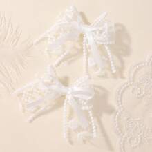 Zestaw 2 spinek do włosów z kokardką w jednolitym kolorze, akcesoria do włosów dla księżniczek, urocze i uniwersalne spinki do włosów dla niemowląt