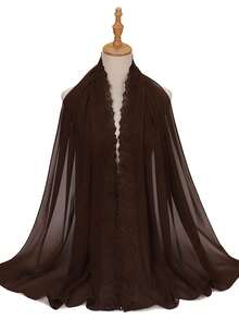 1 lenço hijab muçulmano de chiffon elegante com bordado de rosas para abaya - Multicolorido - Ver 11