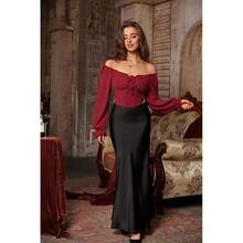 Vintage Corset Tops For Women Renaissance Blouse Off Shoulder Long Sleeve Top{"Color_name":"Red","Size_name":"XX-Large"} - Màu đỏ - Xem 6
