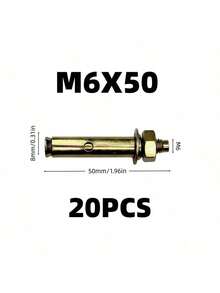 10 piezas/20 piezas Pernos de expansión de acero galvanizado, tornillos de expansión de cabeza hexagonal talla grande largos con recubrimiento de zinc de color