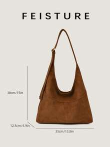 1pc Suede Underarm Bag Women's One Shoulder Messenger Bag (With Small Bag), Suitable For Girls, Ladies, College Students, Young Professionals, Great For Work, Business, Commuting, School - Brown - View 6