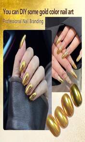 Holographic Mirror Gold Nail Chrome Powder Effect Metallic Dust Sequins UV Gel Gold Chrome Nail Powder Pigment For Nail Art Decoration, Gold Chrome Powder For Nails - MàuE - Xem 8