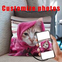 Custom 18x18" Pillow Cover - Personalized Pet & Lover Design, Perfect For Gifts, Anniversaries, Thanksgiving, Valentine's Day, Sofa Decor & More - Soft Polyester, No Insert - Trộn - Xem 2
