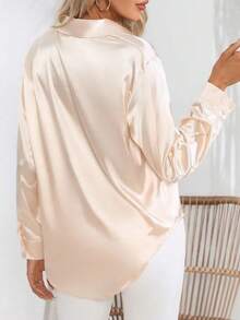 Women's Elegant Button Down Shirt Ladies Long Sleeve Tops Blouse Long Sleeve Office Work Shirt Silk Top Dressy Business Casual Work Tunic Fall Clothes - Rượu sâm banh - Xem 5