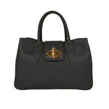 Genuine Hammered Leather Handbag With Removable Shoulder Strap – Dafne Model | Made In Italy - Nero - View 9