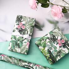 WRAPAHOLIC Kraft Wrapping Paper - Roll - 17 Inch X 16.5 Feet - Green Plant Wrapping Paper Wedding, Birthday, Bridal Shower, Tea Party, Drawer Liners, Home Closet Shelves - 野花(白色) - 查看 12