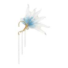 Stunning Mermaid Elf Ear Cuffs With Pearl Tassel, Non Piercing Elven Wrap Clip On Earring For Anime Cosplay Costumes, Halloween Mermaid Accessories Women Men{"Color_name":"Blue","Size_name":"OneSize"} - Màu xanh da trời - Xem 5