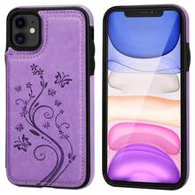 Compatible With IPhone 11 Case Wallet With Card Holder, Embossed Butterfly Premium PU Leather Double Magnetic Buttons Flip Shockproof Protective Cover For IPhone 11 6.1 Inch(Purple){"Color_name":"Purple"} - 多色2 - 查看 4