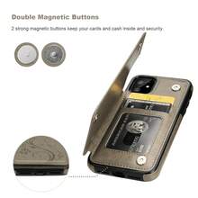 Compatible With IPhone 11 Case Wallet With Card Holder, Embossed Butterfly Premium PU Leather Double Magnetic Buttons Flip Shockproof Protective Cover For IPhone 11 6.1 Inch(Gray){"Color_name":"Gray"} - 多色5 - 查看 7