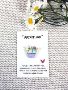 5pcs Tulip Bouquet Pocket Hugs With Inspirational Cards,Elegant Flower Design -Suitable For Birthdays, Weddings,Parties, Anniversary Day - Cute Floral Design WithEncouraging Greeting Cards