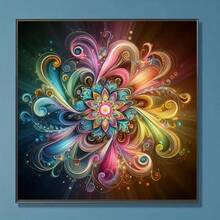 一套无框钻石画，色彩鲜艳的抽象艺术图案，5D全圆设计钻石画工艺 | 马赛克装饰工艺墙画 | 创意减压手工制品 | 节日礼物 | 包含全套工具 | 疗愈慢生活 | 适合初学者 - 彩色 - 查看 5