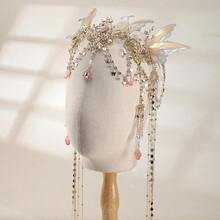Renaissance Butterfly Elf Fairy Crown - Fairy Headband With Pink Butterfly Wings Elf Headpiece With Tassel Elven Tiara Wedding Renfaire Dress Up Cosplay Christmas Accessories For Women{"Color_name":"PinkButterflyFairyElfCrown"} - 粉紅蝴蝶仙子精靈皇冠 - 查看 6