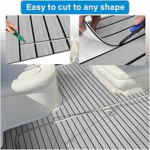 240*45cm EVA Foam Imitation Teak Ship Anti Slip Self-Adhesive Marine Deck Floor Mat DIY For Boat Yacht Anti UV Shock Absorption Carpet Flooring - Gray Black - View 3