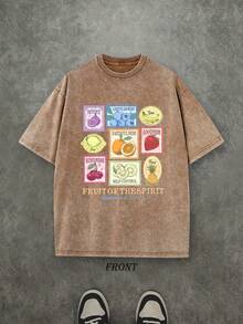 Fruit Of The Spirit Unisex Christian Washed Shirt, Christian Scripture T-Shirt, Vintage Retro Washed Shirt Single-Sided Printed (230 Heavyweight Pure Cotton T-Shirt)  High Quality Christian T-Shirt, Christian Gifts, Men's And Women's Shirts, Comfortable, Fashion Christian Shirt, Street Style Pure Cotton Fall Shirt - Cà phê nâu - Xem 1