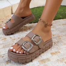 FZY 2025 Autumn New Women's Sandals, Casual And Fashionable Adjustable Strap Women's Flat Sandals, High-End Women's Outdoor Work Casual And Lightweight Sports Sandals, EVA One-Piece Thick-Soled Non-Slip Women's Slippers, A Must-Have For Girls At Home, A Must-Have Fashionable Slippers For Female College Students During The Back-To-School Season,Half-Heeled Beach Sandals, With Various Styles And Fashionable Designs, Suitable For Pairing With Home Colors Shoes. Essential Shoes For Halloween,EdgyElongate Shoe - Màu Khaki - Xem 2