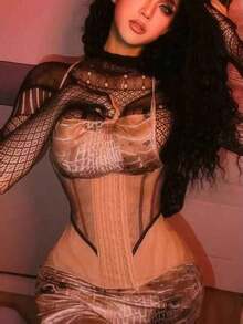 1pc Women's 25 Bone Waist Training Corset With 4-Layer High Compression For Slimming Waist And Tummy Control Belt, Sports - 摩卡棕 - 查看 4