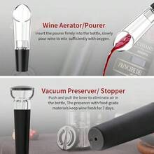 Wine Opener, 6 - In - 1 Rechargeable Wine Bottle Opener Set Includes Automatic Corkscrew Wine Opener, Foil Cutter, Vacuum Wine Stopper, Etc. Wine Lovers Silver - Hoạt động bằng pin - Xem 6